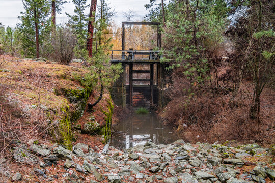 Historic Headgate for the Mill Race at Falls Park, Post Falls, Idaho.
