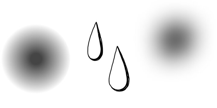 Simple hand-drawn black and white linear icon of the rain. Cartoon rough vector sketch isolated on transparent background
