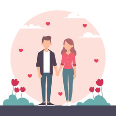 Illustration of a couple holding hand
