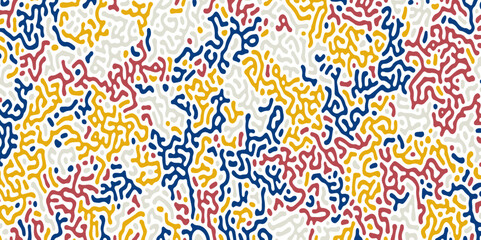Fototapeta na wymiar Generative algorithm psychedelic background. Reaction-diffusion or turing pattern formation. Organic lines in memphis. Unique texture of homogeneous, uniform state in biological organisms.