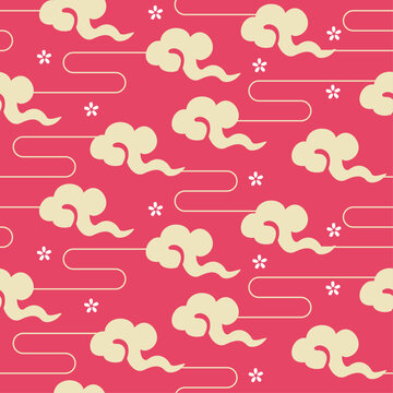 East asian style clouds seamless pattern