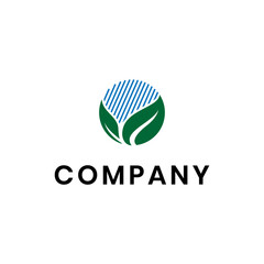 creative logo design combining leaves with water for an irrigation company