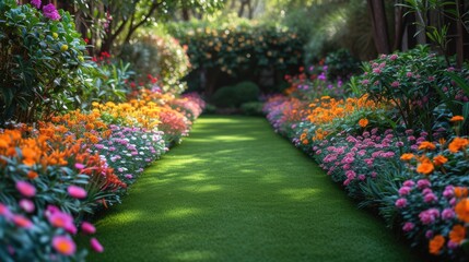 Vibrant Garden Pathway at Dusk
