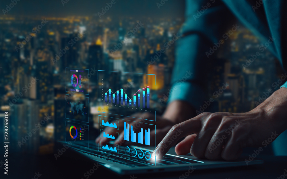 Poster research on platform digital technology, analyst manage the system database, analysis data plans, an