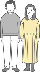 40代、50代、中年夫婦の全身イラスト