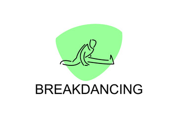 breakdancing vector line icon. dance, practice breakdancing stance. sport dance pictogram illustration.