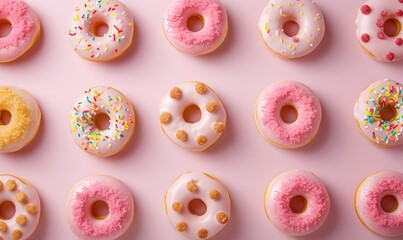 Fototapeta na wymiar pink and white donuts, Generative AI
