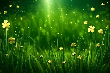 Gardinen  gold in the grass. St. Patricks Day night background naturaly HD glow © MISHAL