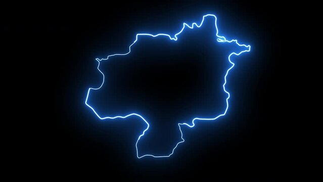 Animated map of Sivas in Turkey with a glowing neon effect