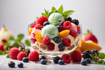 Sweet ice cream with fruit
