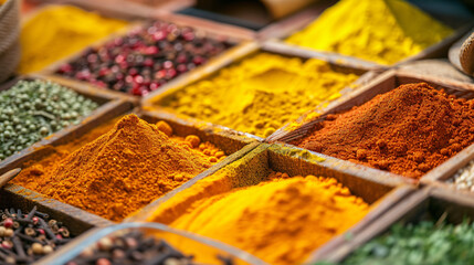 Mix of spices in powder at market