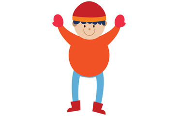 winter kids icons,Winter holiday,Happy characters,Children are engaged in winter activities on the street on a white background., playing snow,Vector illustration,boys and girls