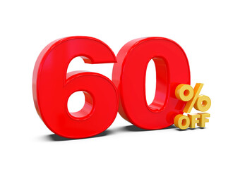 60 Percent Promotion Sale Off Red Number