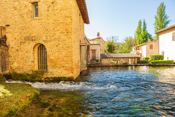 Fototapeta na wymiar Rasiglia in the province of Perugia, municipality of Foligno. The town crossed by the Menotre river.