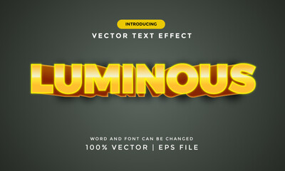 Editable text effect LUMINOUS 3d template style premium vector