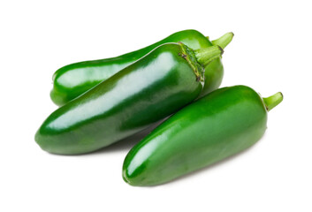 green jalapeno chili pepper isolated on white background