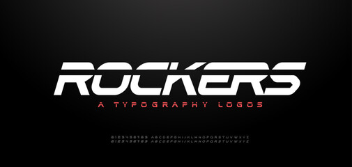 Logo Sport Modern Italic Alphabet Font. Technology typography sport decorative fonts for digital, movie logos. vector illustration  