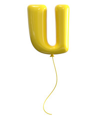 U Letter Yellow Balloon 3D
