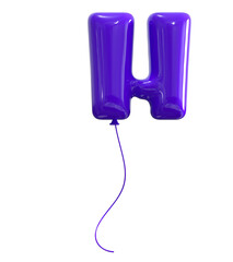 H Letter Purple Balloon 3D