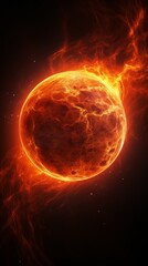A vibrant illustration of the sun with dynamic solar flares and a starry background depicting solar activity and astronomy.
