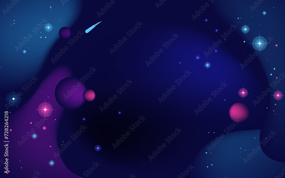 Sticker vector space background . cute flat style template with stars in outer space