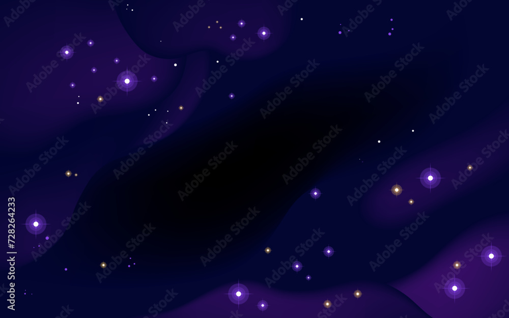 Wall mural vector space background . cute flat style template with stars in outer space