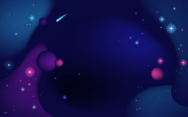 Vector space background . Cute flat style template with Stars in Outer space