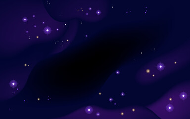 Vector space background . Cute flat style template with Stars in Outer space