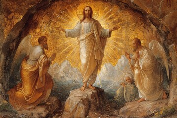 Jesus's Golden Glow A Religious Artwork for the Month of Easter Generative AI
