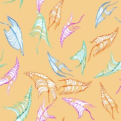 Fototapeta na wymiar Abstract background seamless pattern with watercolor marine elements. Hand drawn illustration