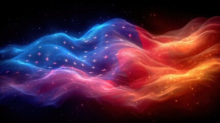 Abstract Digital Illustration of the American Flag With Vivid Smoke Effect
