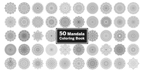  Bundle of 50 Cosmic Delight Mandala Design For Coloring Book