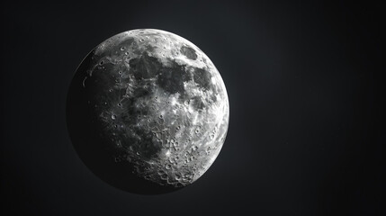 Obraz premium A detailed view of the moon's surface against the dark void of space.