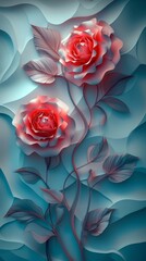 Valentine Valentine's Day Roses Rose Paper Cut Phone Wallpaper Background Illustration	
