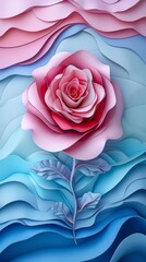 Valentine Valentine's Day Roses Rose Paper Cut Phone Wallpaper Background Illustration	
