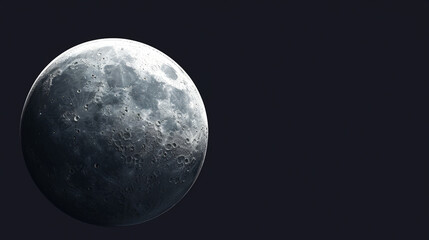 A detailed view of the moon's surface against the dark void of space.