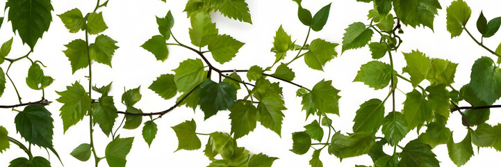 Bush grape or three-leaved wild vine cayratia (Cayratia trifolia) liana ivy plant bush, nature frame jungle border isolated on white background, clipping path included.