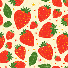 A Pattern of Strawberries on a White Background