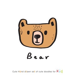 Hand drawing doodle cute bear vector illustration for t-shirt ,card, poster design for kids. Vector illustration design for fashion fabrics, textile graphics, prints, Cute bear cartoon