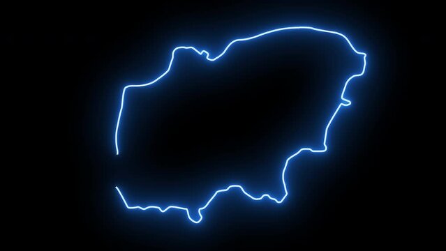 Animation of a usak map of Turkey with a glowing neon effect
