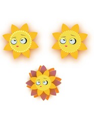 Yellow Cartoon Sunburst Floral Design
