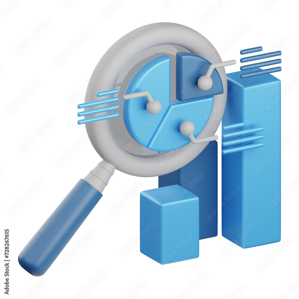 Poster 3d rendering analytics isolated useful for business, analysis, money and finance design element