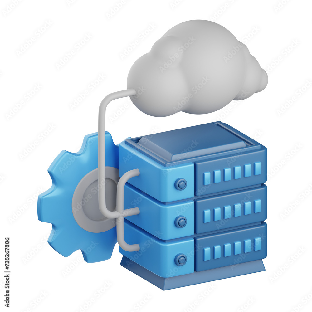 Poster 3d rendering database server isolated useful for business, analytics, web, money and finance design