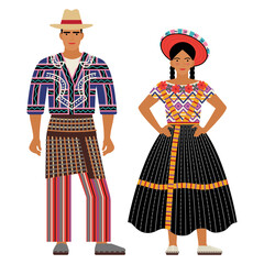 girl and young man in Guatemalan folk costume