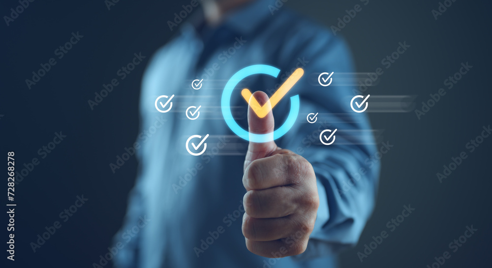 Fototapete quality management with quality assurance or qa and quality control or qc and improvement. standardi