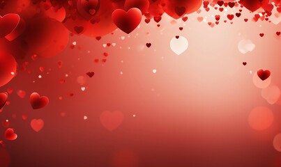 Valentine's day background with red hearts. Vector illustration.