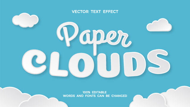 paper clouds editable text effect