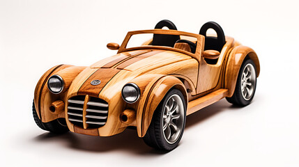 miniature sport car made from wood