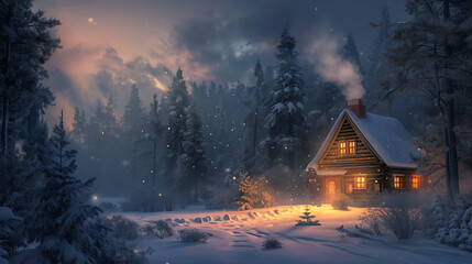Fototapeta na wymiar House in the Winter