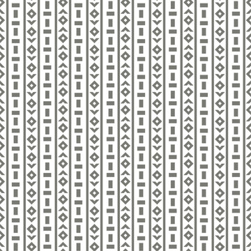 Seamless vector pattern of vertical rows with simple shapes, abstract geometric monochrome background, wallpaper, textile print, wrapping paper.